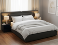 Charcoal Fabric Storage Bed with Bolster Cushions - image 1