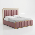 Dusty Pink Channel-Tufted Glam Bed - image 1